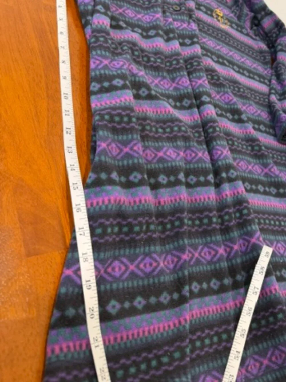 Ralph Lauren Purple Black Fleece Sleepshirt Tunic Nightgown Pockets.